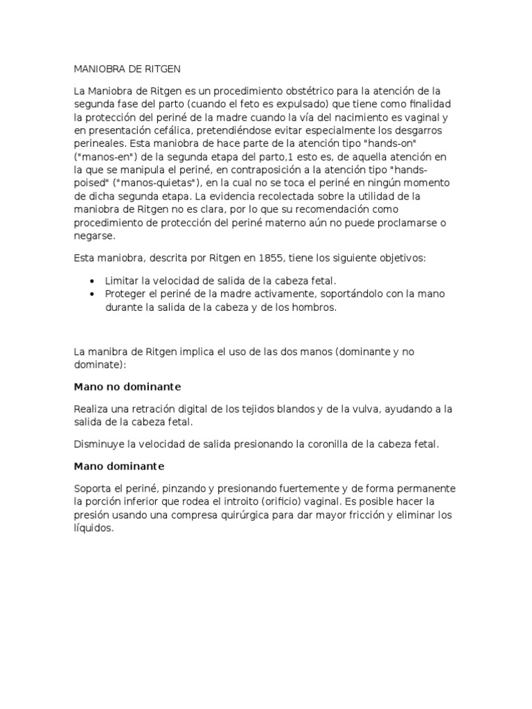 Maniobra de Ritgen en el Parto | PDF | Parto | Reproducción
