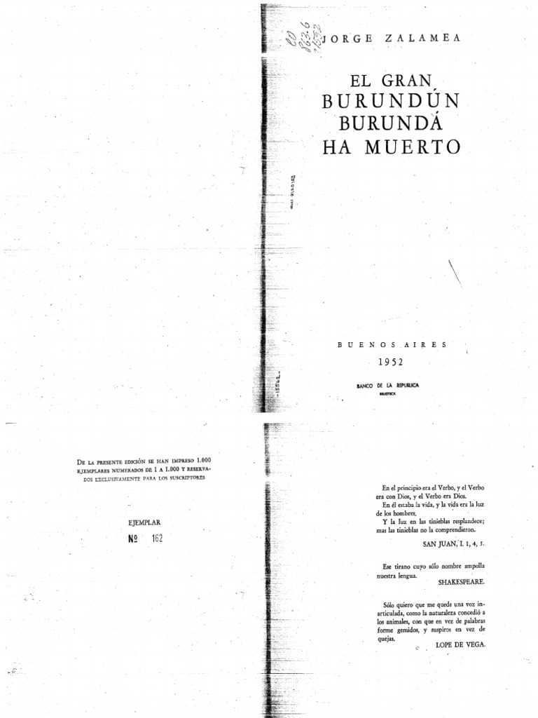 El gran Burundún Burundá ha muerto Zalamea
