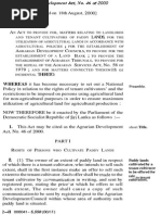 Agrarian Development Act, No. 46 of 2000