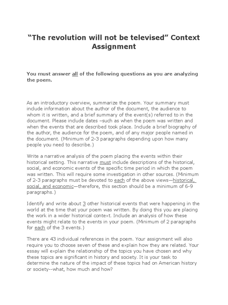 The Revolution Will Not Be Televised Encyclopedias Poetry