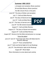 Summer Vbs 2015 Schedule