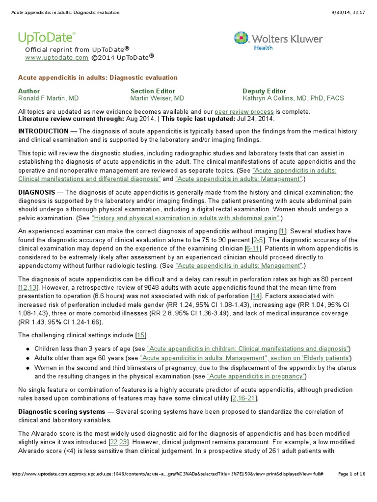 Acute Appendicitis Diagnosis in Adults | PDF | Ct Scan | Medical Imaging