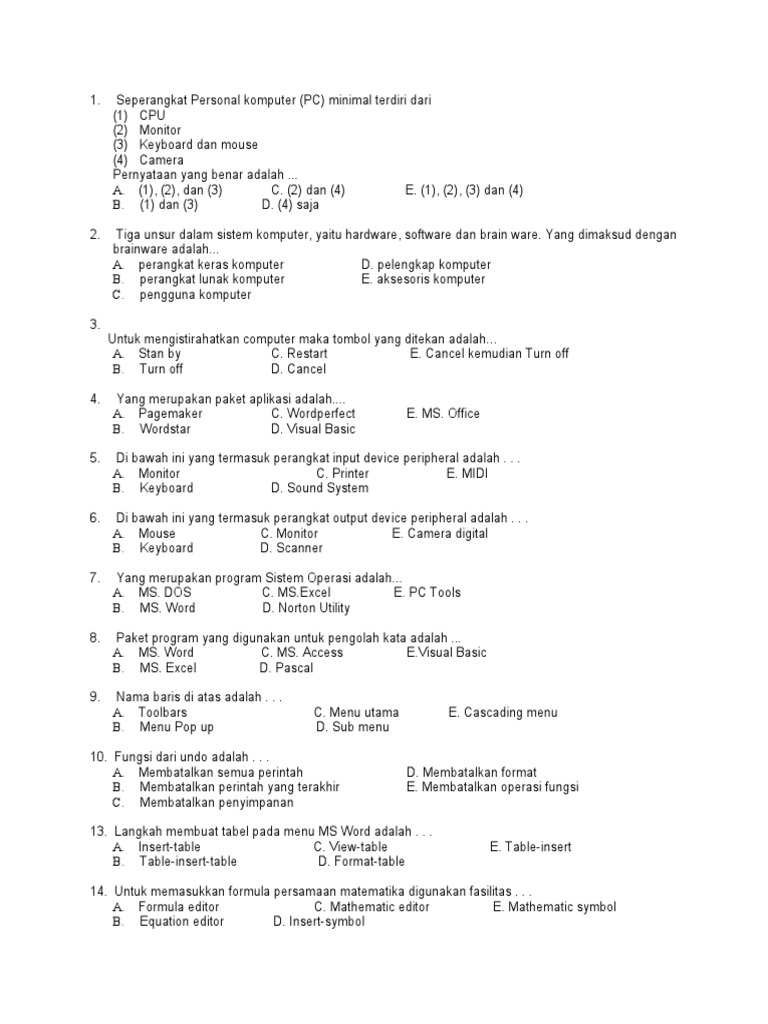 Seperangkat Personal Komputer (PC) Minimal Terdiri Dari PDF