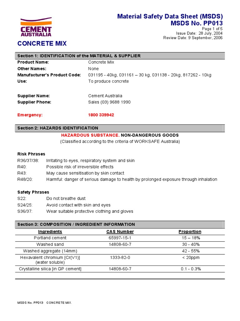 MSDS CEMENT.pdf | Chemistry | Wellness