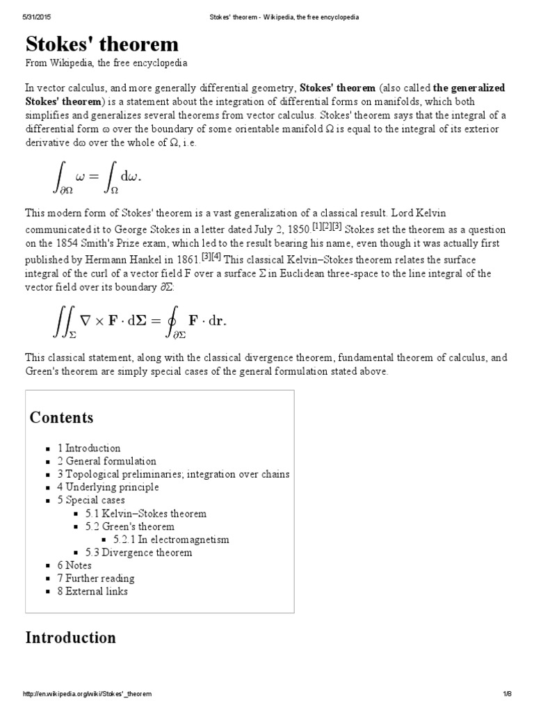Stokes' Theorem PDF Differential Form Functions And Mappings