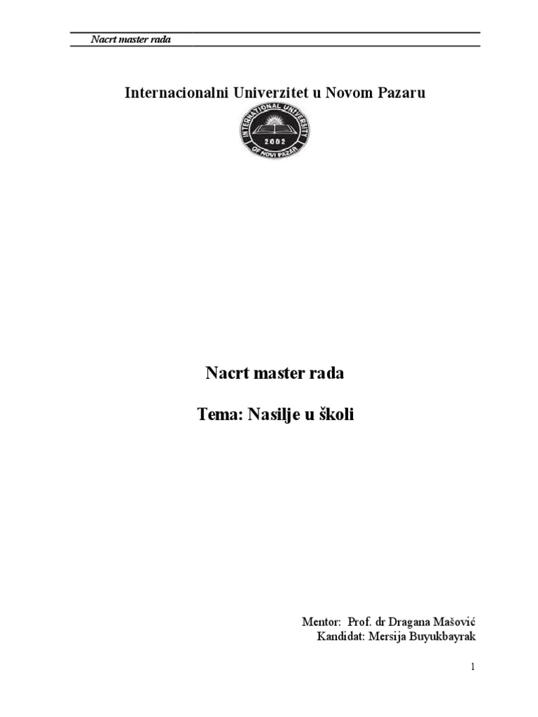 Nacrt Master Rada 1 | PDF