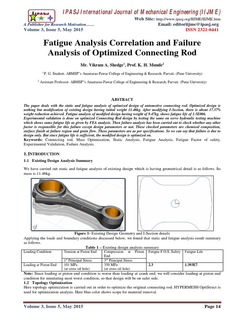Fatigue Analysis Correlation and Failure Analysis of Optimized
