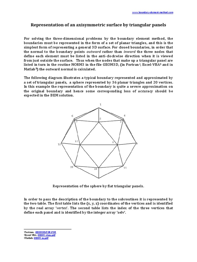 Representation of A Surface by Triangular Panels | PDF | Science ...