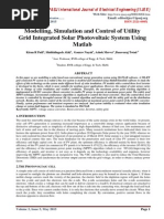 Modelling, Simulation and Control of Utility Grid Integrated Solar Photovoltaic System Using Matlab