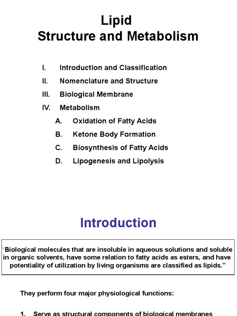 2nd - Part 3 - Lipid Structure and Metabolism | PDF | Lipid | Citric ...