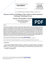 Response Surface Modelling of Micro Holes in Electrochemical