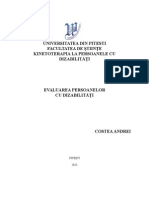 Universitatea Din Pitesti Facultatea de Tiin E Ș Ț Kinetoterapia La Persoanele Cu Dizabilită I Ț