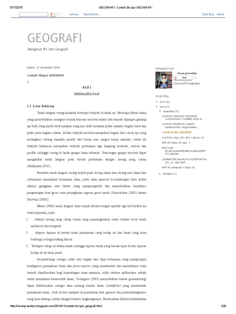 Judul Skripsi Geografi Fisik Pejuang Skripsi