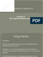 English For Academic Reading & Writing: Lesson 9 The Argumentative Essay