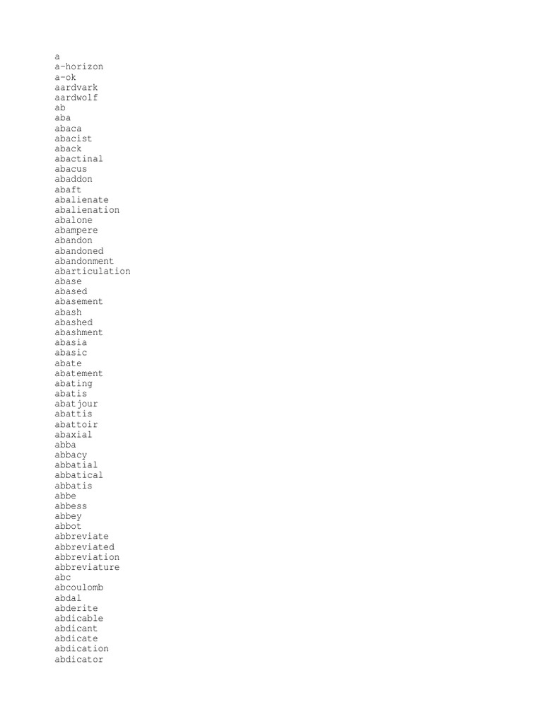 Complete English Vocabulary List Pdf Nature