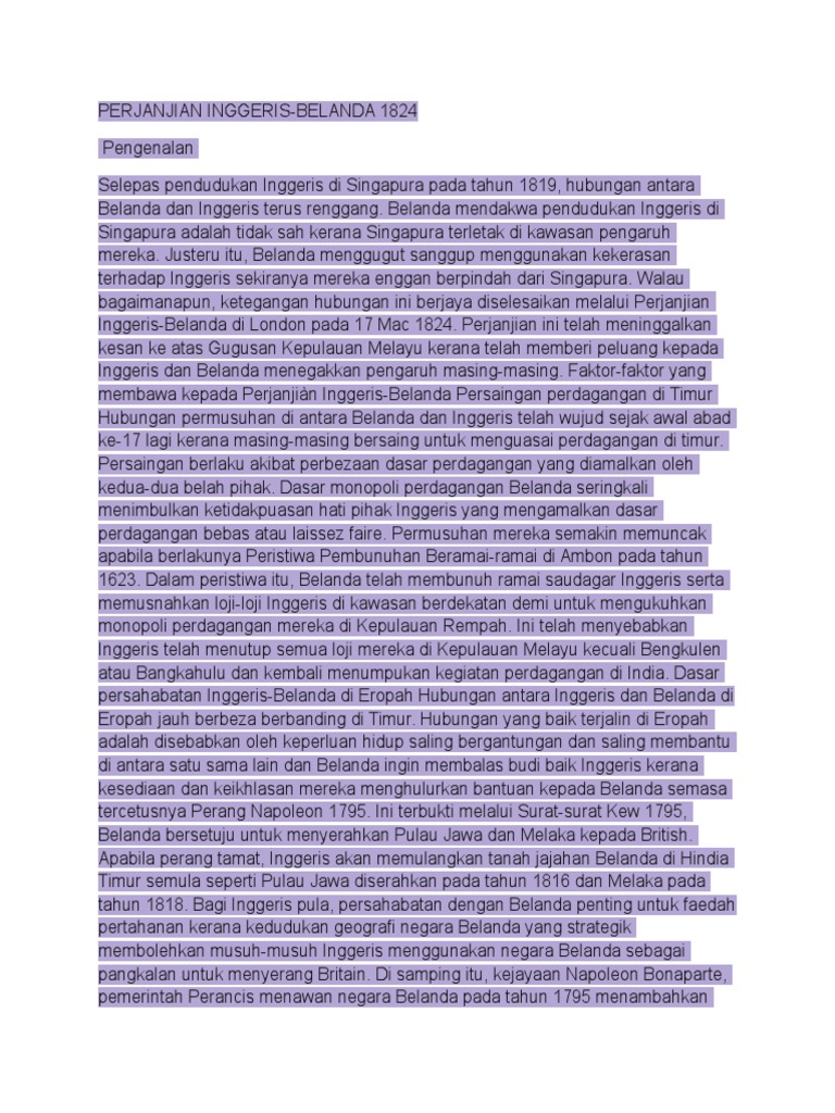 Perjanjian Inggeris Belanda 1824 Pdf