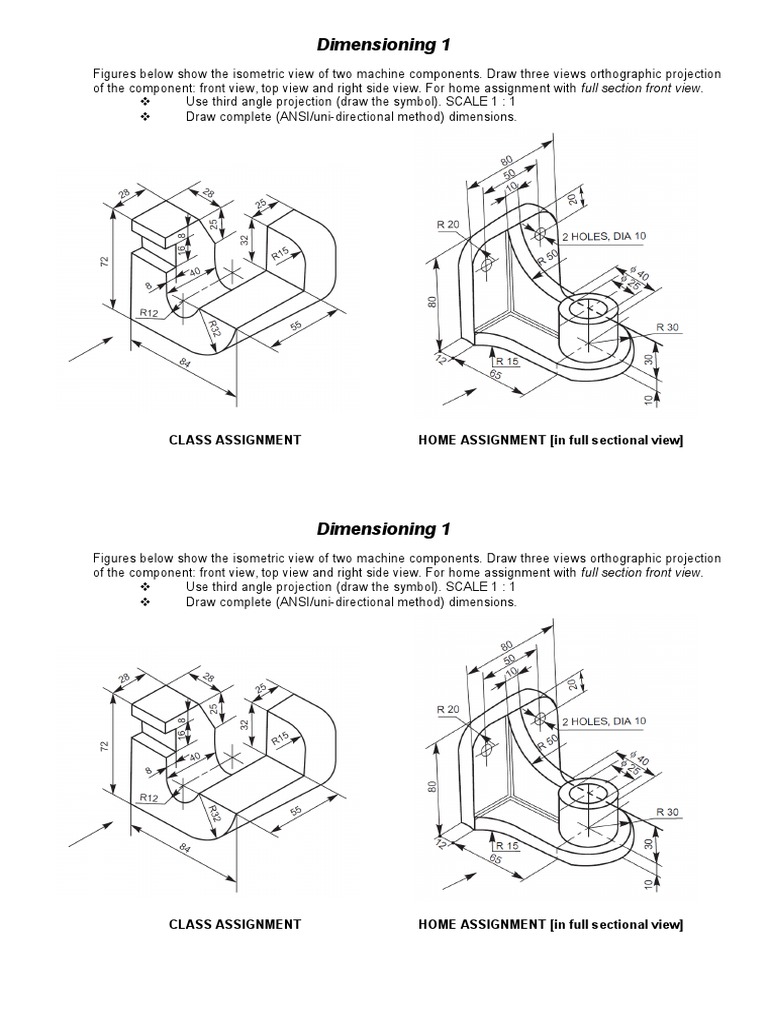 Orthographic Projection Assignment Guide | PDF