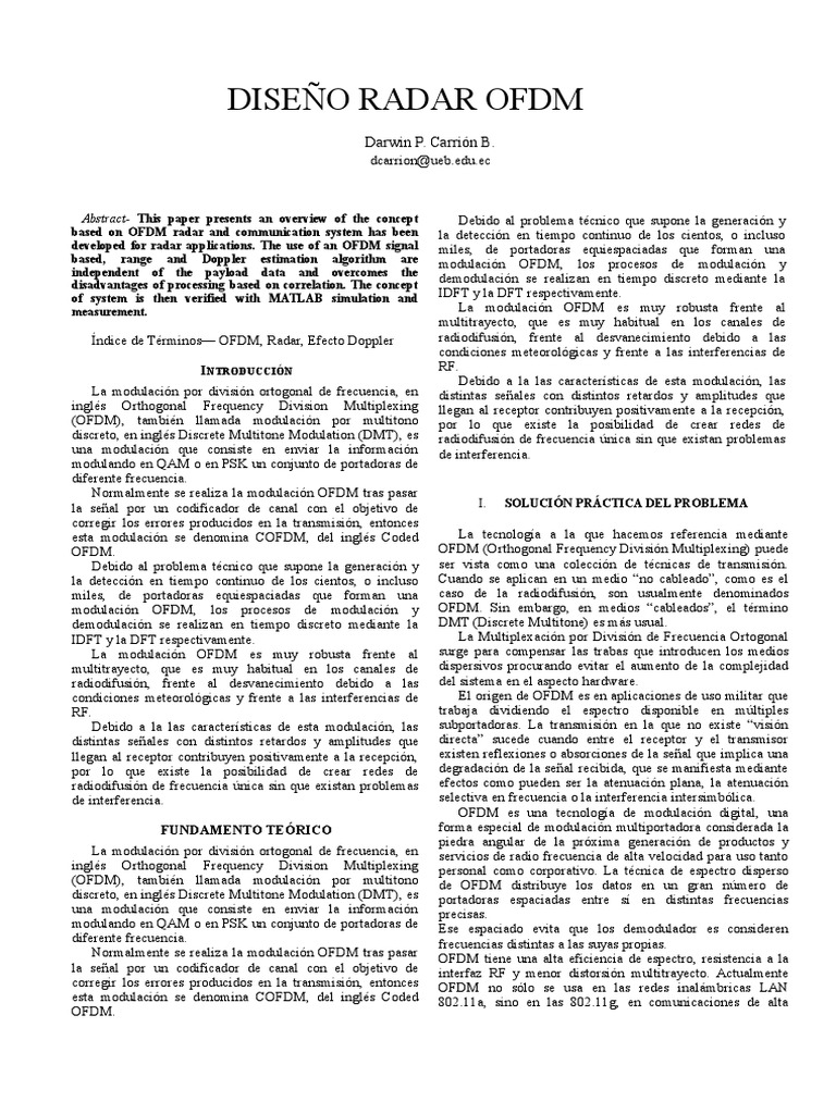 Radar Ofdm | PDF | Multiplexación por división de frecuencia ortogonal ...