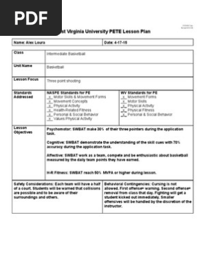 three point basketball lesson plan
