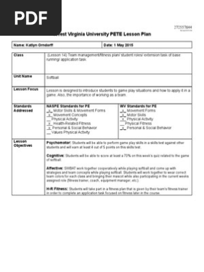 softball lesson plan 5