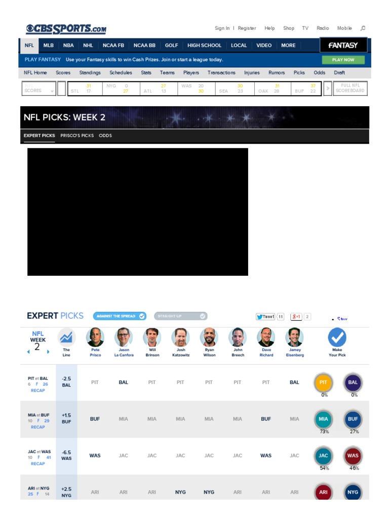 NFL Picks Against The Spread Week 2 CBSSports PDF