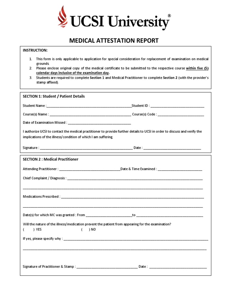 Medical Attestation Report PDF