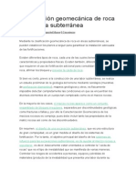 Clasificación Geomecánica de Roca en Minería Subterránea