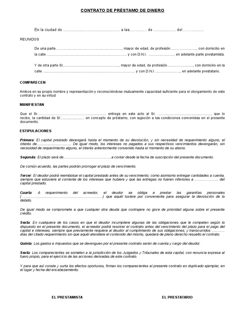 CONTRATO DE PRESTAMO Gobierno Política
