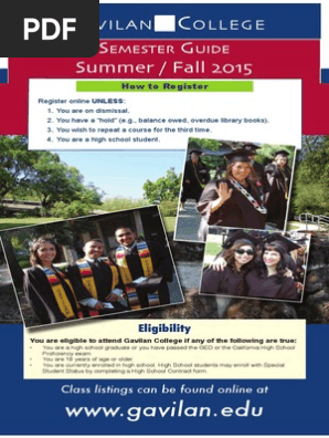 Gavilan College Summer Fall 2015 Semester Guide G I Bill