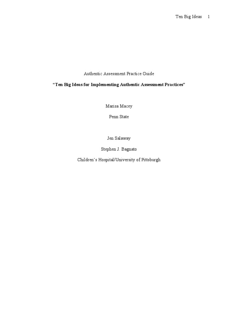Authentic Assessment: Ten Key Strategies | PDF | School Psychology ...