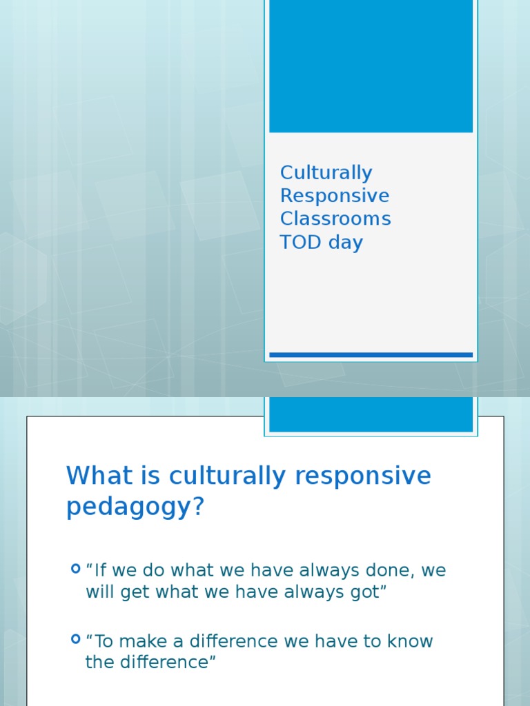 Culturally Responsive Classroom Strategies | PDF
