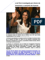 Primera Dama de Perú Investigada Por Dinero de Empresa Venezolana a Campaña de Humala