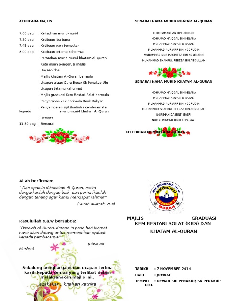 Pamplet Khatam Al Quran Pdf