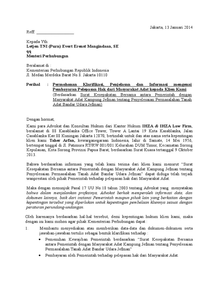 Surat Permohonan Klarifikasi Pdf