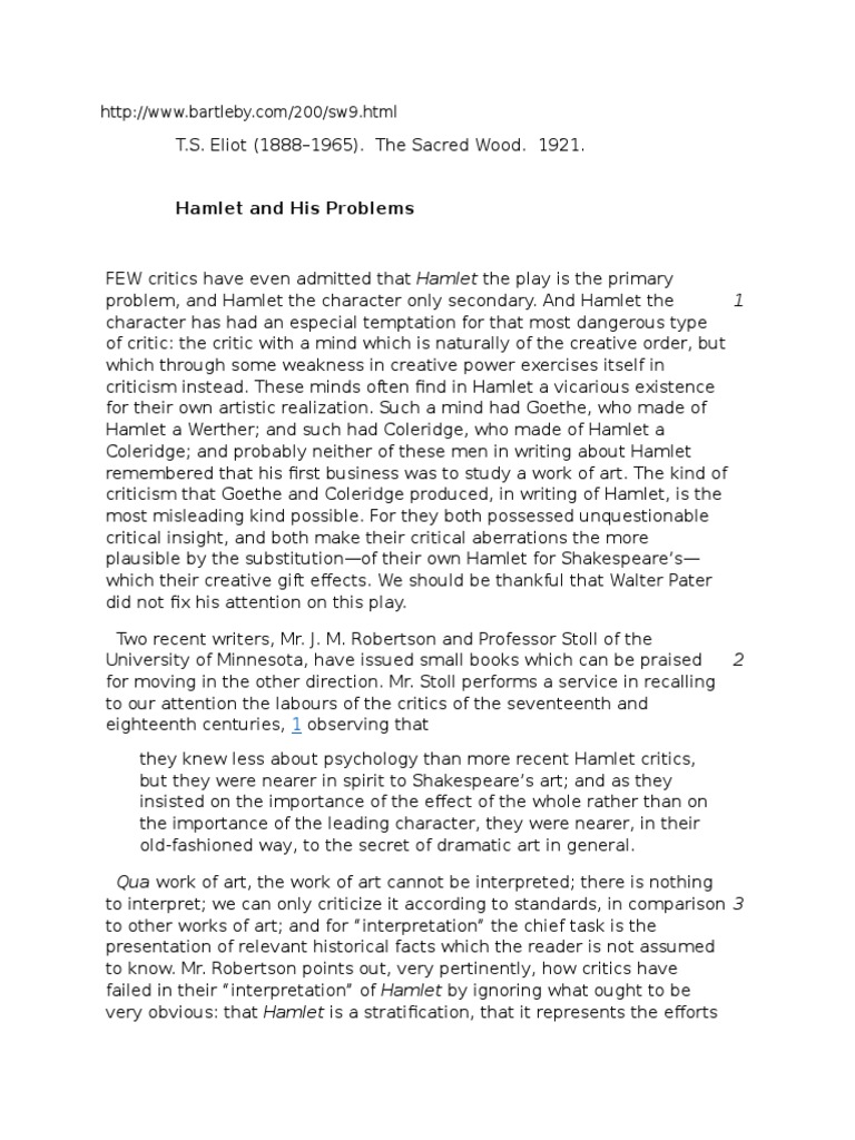 Free hamlet essays image