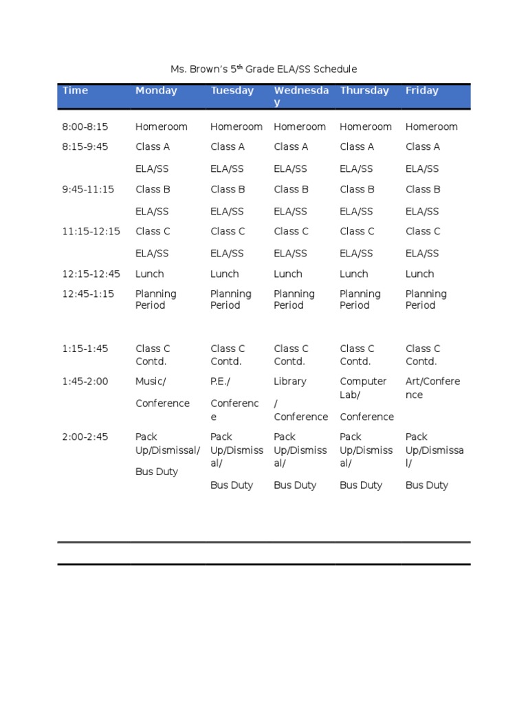 Schedule | PDF | Language Arts & Discipline