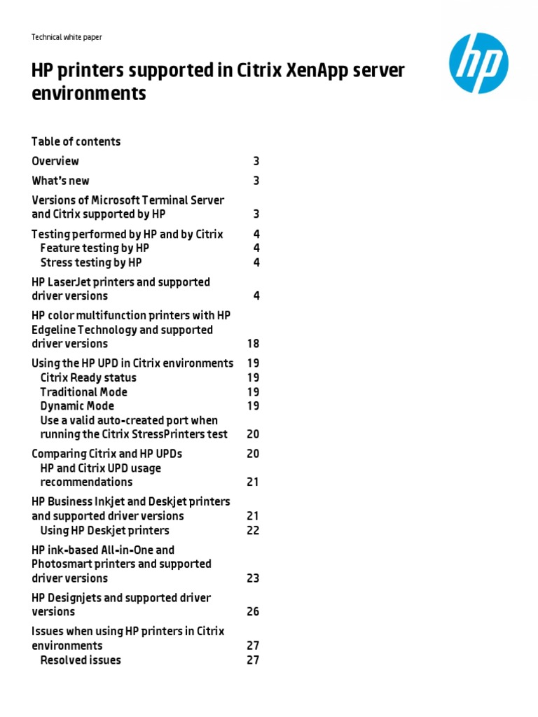 HP - Printer Compatibility Guide for XenApp | Remote Desktop Services |  Windows 7