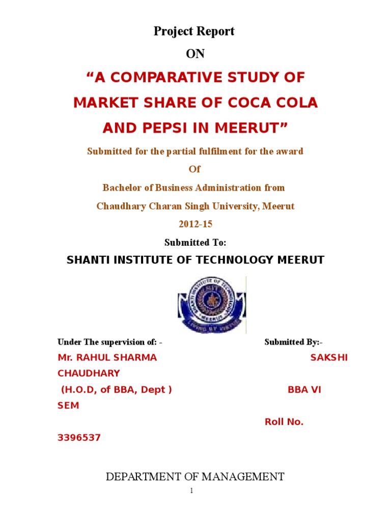 Market Share Study: Coca-Cola vs Pepsi | PDF | Pepsi Co | Coca Cola