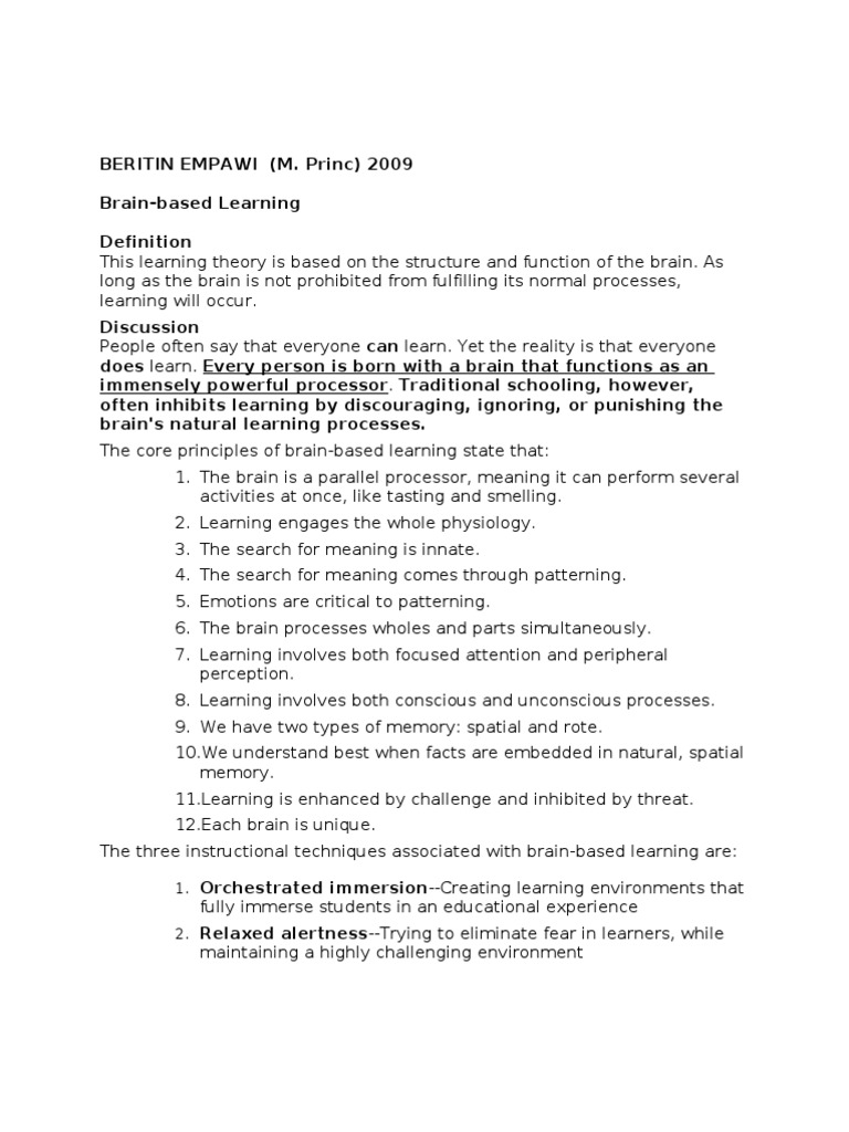Brain Based Learning Pdf Brain Attention