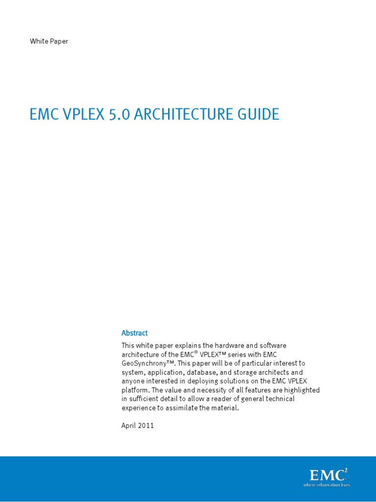 EMC VPLEX 5.0 Architecture Overview | PDF | Cache (Computing) | Data Center