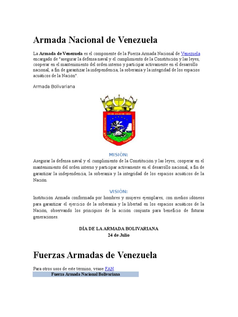 Armada Nacional de Venezuela | PDF | Venezuela | Militar