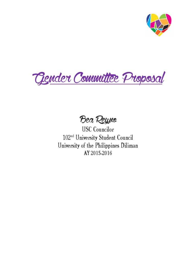 Gender Committee Proposal by Bea Reyno | PDF | Gender | Gender Studies