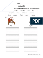 Au Aw Diphthong Worksheet