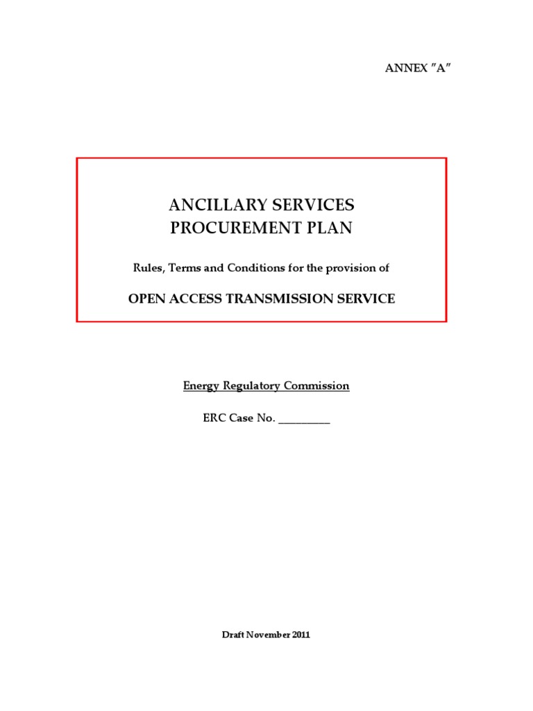 Ancillary Service Procurement Plan 2011 | PDF | Electrical Grid ...