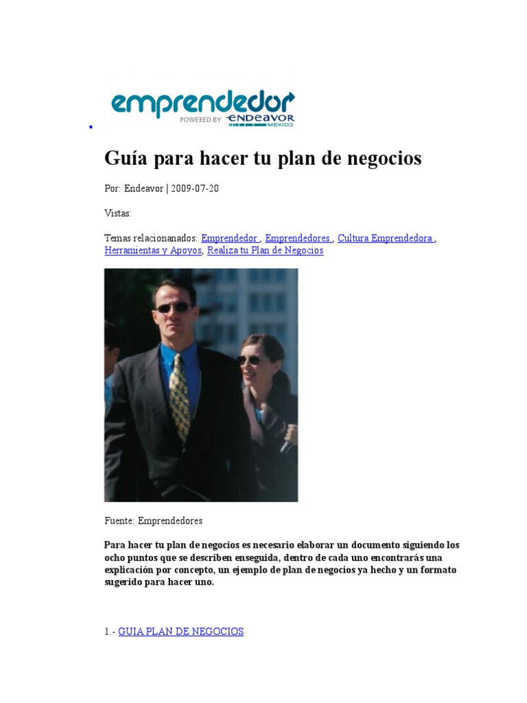 Guía para Crear un Plan de Negocios | PDF | Marketing | Producto (Negocio)