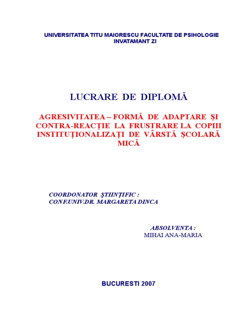 Lucrare De Licenta Psihologie Lucrare de Licenta Psihologie