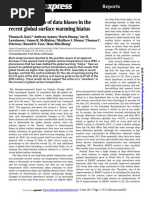 Possible artifacts of data biases in the recent global surface warming hiatus