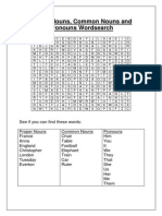 Proper Nouns, Common Nouns and Pronouns Wordsearch