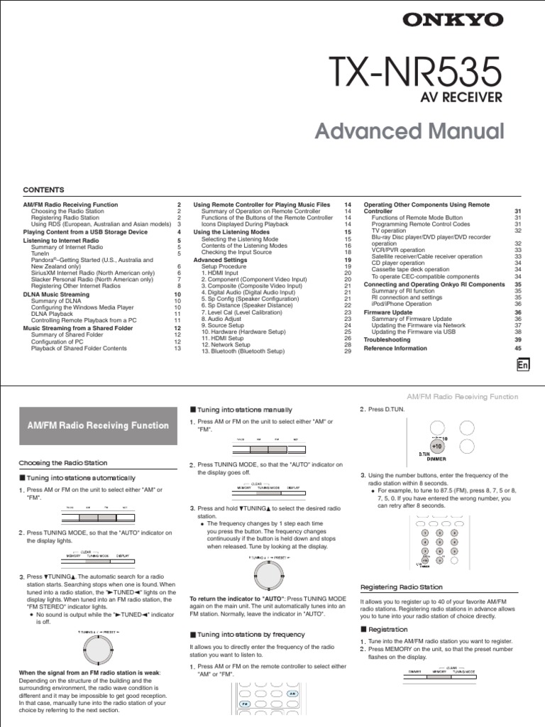 Manual TX-nr535 Adv En | Personal Computers | Media Technology