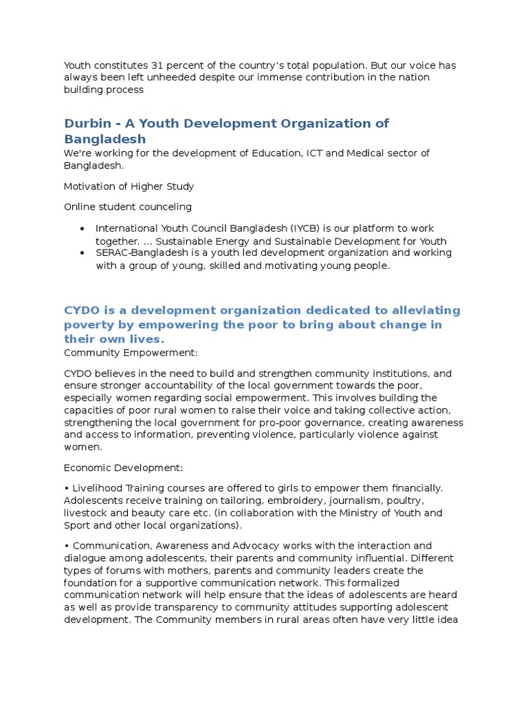 Youth in Social Welfare and Development Sector | PDF | Economic ...